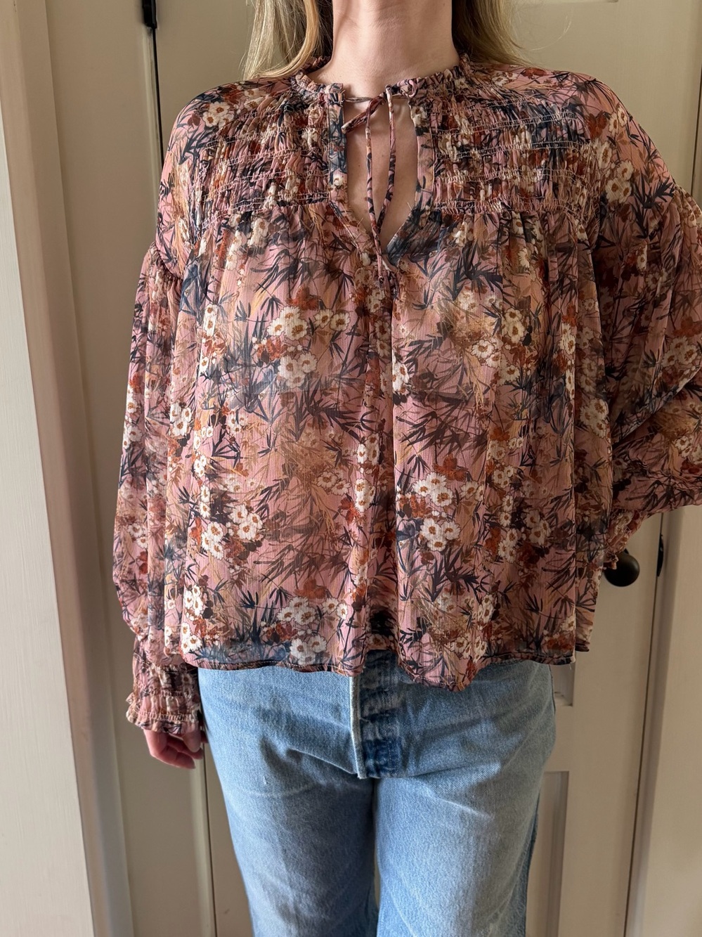 Mango Floral Pink Women's Top